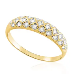 Anel Trabalhado em Ouro Amarelo 18K com Diamantes  125066