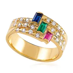 Anel Trabalhado em Ouro Amarelo 18K com Safira, Rubi, Esmeralda e Diamantes
