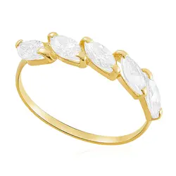 Meia Aliança em Ouro Amarelo 18K com Zircônias