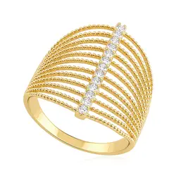 Anel Vazado em Ouro Amarelo 18K com Diamantes