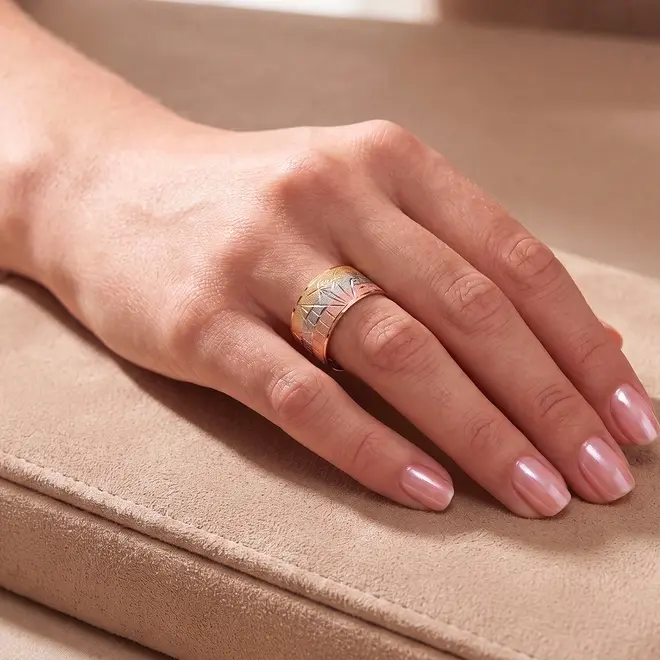 Anel Escrava em Ouro 3 cores 18K (Aro 16)