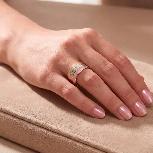 Anel Escrava em Ouro 3 cores 18K (Aro 16)