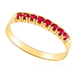 Meia Aliança em Ouro Amarelo 18K com Rubis