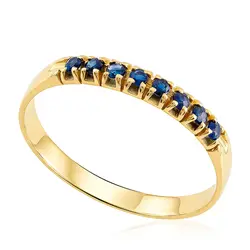 Meia Aliança em Ouro Amarelo 18K com Safiras