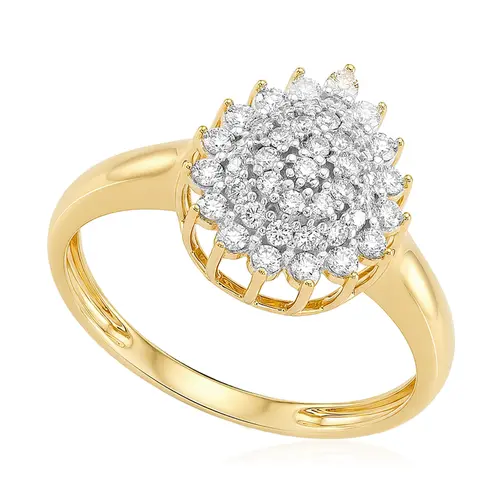 Anel Chuveiro em Ouro Amarelo 18K com Zircônias