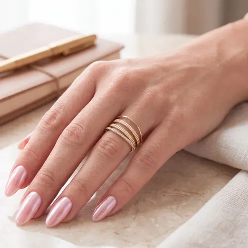 Anel Trabalhado Ouro Amarelo 18K com Diamantes