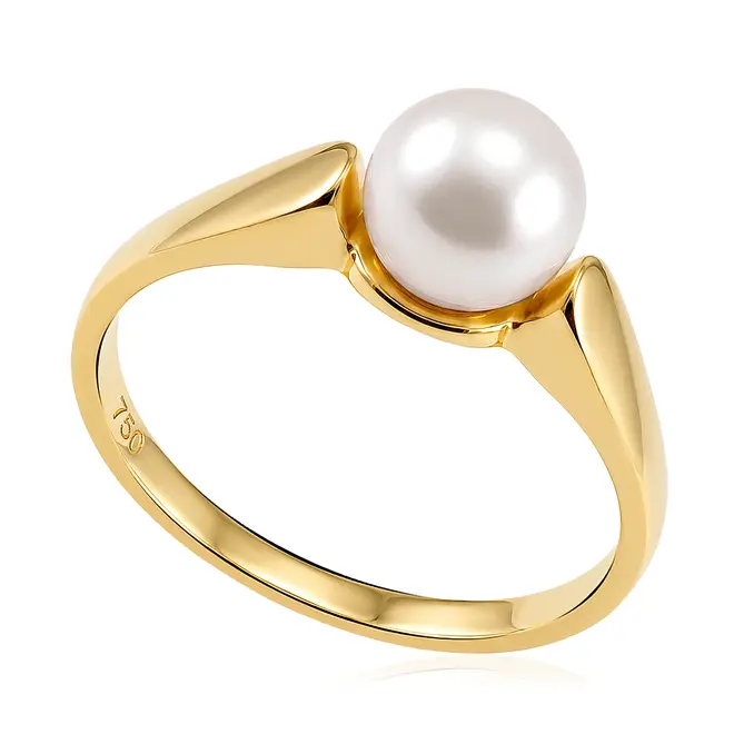 Anel em Ouro Amarelo 18K com Perola  125102