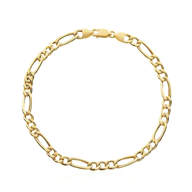Pulseira Elos Fígaro de Ouro Amarelo.