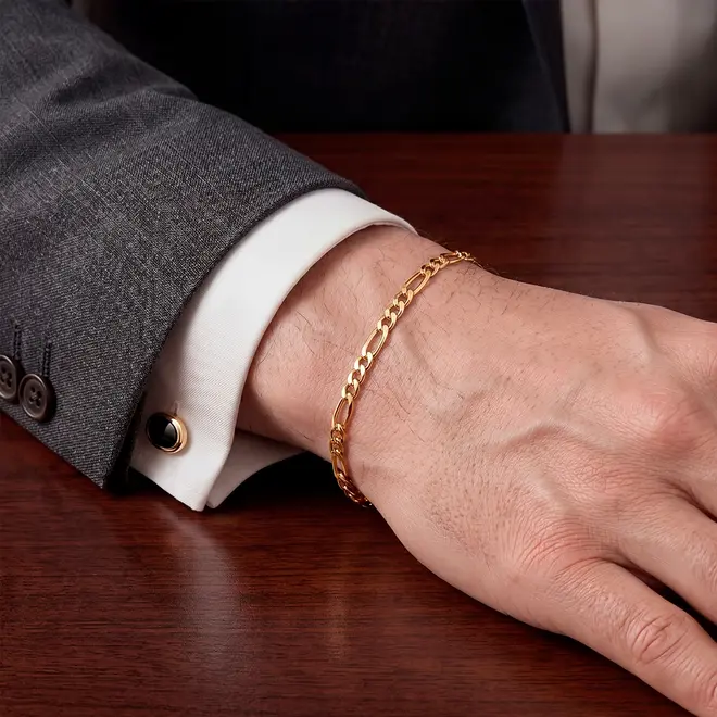 Pulseira Elos Fígaro de Ouro Amarelo.