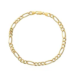 Pulseira Elos Fígaro de Ouro Amarelo.