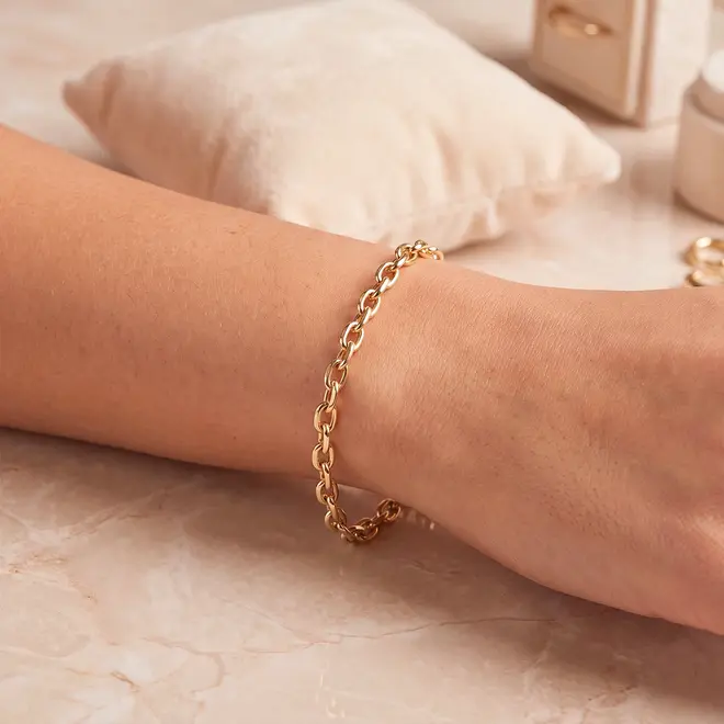Pulseira Elos Cadeado de Ouro Amarelo.