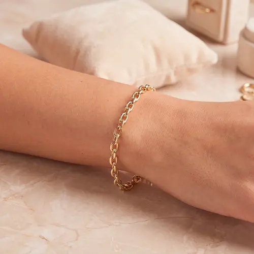 Pulseira Elos Cadeado de Ouro Amarelo.