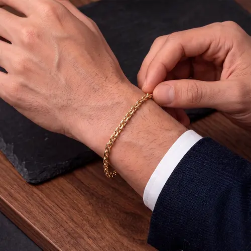 Pulseira Elos Cadeado de Ouro Amarelo.