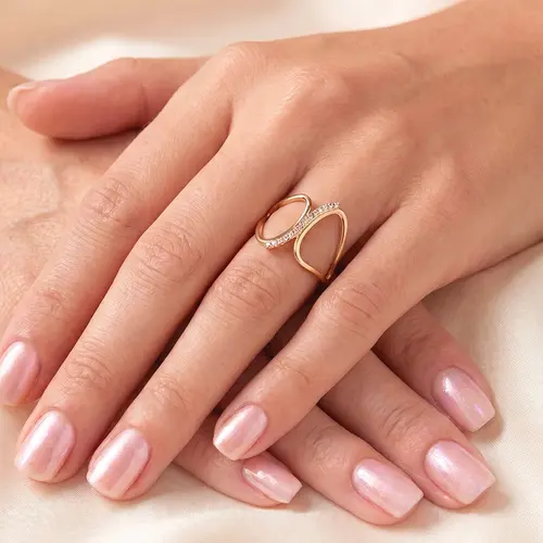 Anel Vazado Ouro Amarelo 18K com Diamantes