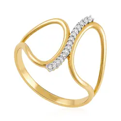 Anel Vazado Ouro Amarelo 18K com Diamantes