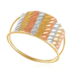 Anel Acetinado Ouro 3 Cores 18K