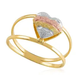 Anel Coração Vazada em Ouro Amarelo 18K