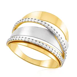 Anel em Ouro Amarelo 18K com detalhes em Ródio