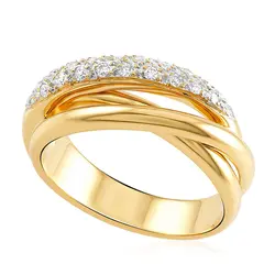 Anel Entrelaçado em Ouro Amarelo 18K com Diamantes