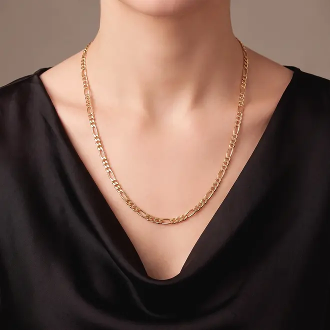 Corrente Elos Figaro em Ouro Amarelo 125140