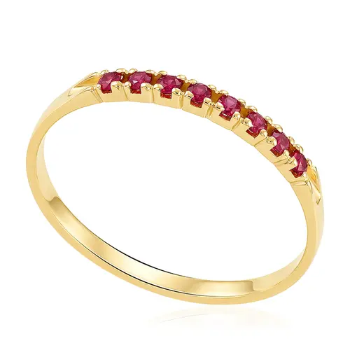 Meia Aliança em Ouro Amarelo 18K com Rubis 125154