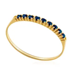 Meia Aliança em Ouro Amarelo 18K com Safiras 125155