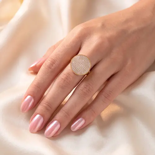 Anel Chuveiro em Ouro Amarelo 18K com Zircônias  125160