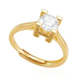 Anel Trabalhado de Prata com Mossanita Acabamento em Ouro Amarelo 125134