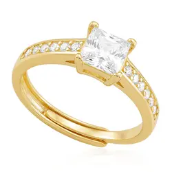 Anel Trabalhado de Prata com Mossanita Acabamento em Ouro Amarelo 125137