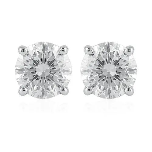 Par de Brinco Solitario de Ouro Branco com Diamantes Totalizando 1,30 Cts.