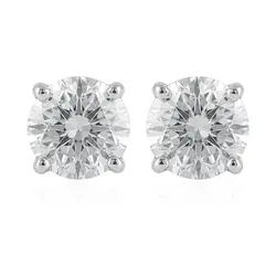 Par de Brinco Solitario de Ouro Branco com Diamantes Totalizando 1,30 Cts.