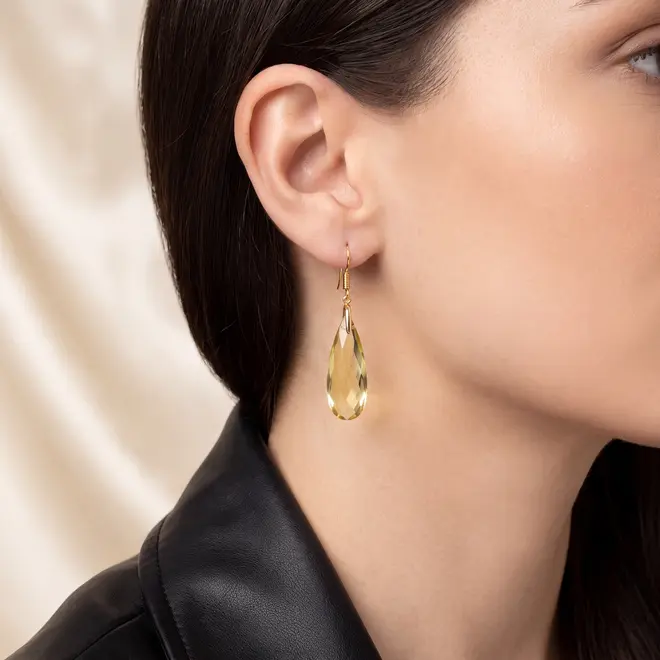 Par de Brincos Gotas Green Gold de Ouro Amarelo