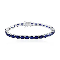Pulseira de Prata com 29 Safiras Ovais Totalizando 29,0 Cts.