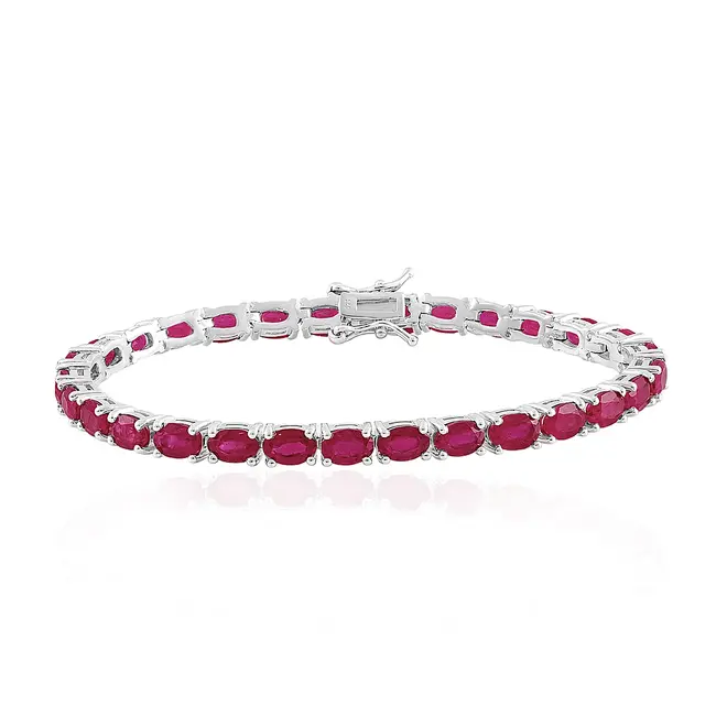 Pulseira de Prata com 29 Rubis Ovais Totalizando 29,0 Cts.