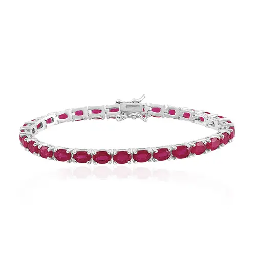 Pulseira de Prata com 29 Rubis Ovais Totalizando 29,0 Cts.