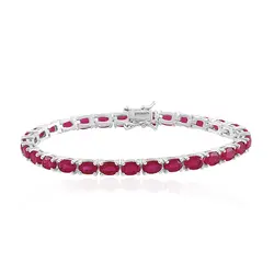 Pulseira de Prata com 29 Rubis Ovais Totalizando 29,0 Cts.