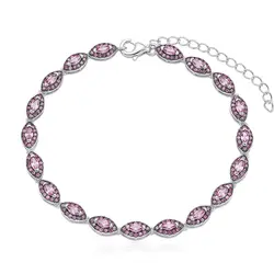 Pulseira de Prata com Safiras Rosas.
