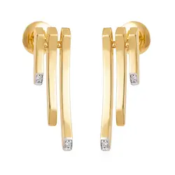 Par de Brincos Geometric de Ouro Amarelo com Diamantes