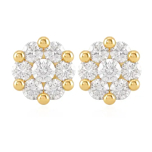 Par de Brincos Chuveiro de Ouro Amarelo com Diamantes totaizando 28 pts.