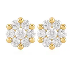 Par de Brincos Chuveiro de Ouro Amarelo com Diamantes totaizando 28 pts.