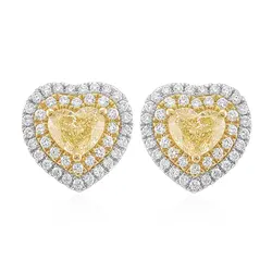 Par de Brincos coração trabalhado em Ouro Branco com Diamantes Totalizando 1,80 Cts