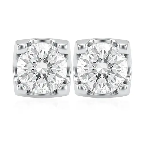 PAR DE BRINCOS SOLITÁRIOS DE OURO COM 40 PTS EM DIAMANTES 85205