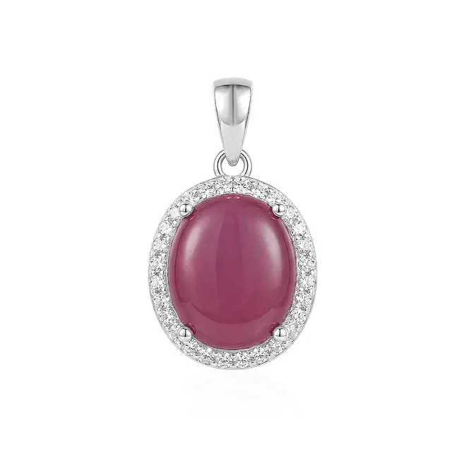 Pingente de Prata com Rubi Cabochon
