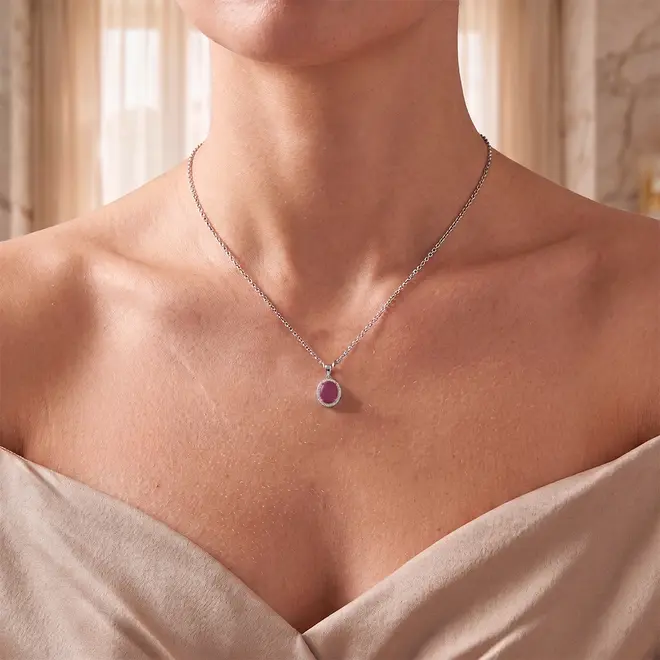 Pingente de Prata com Rubi Cabochon