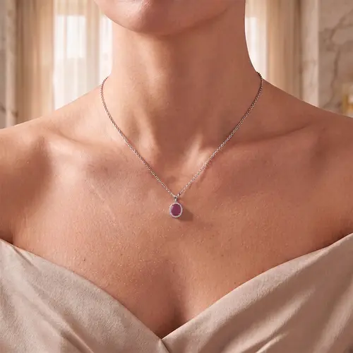 Pingente de Prata com Rubi Cabochon