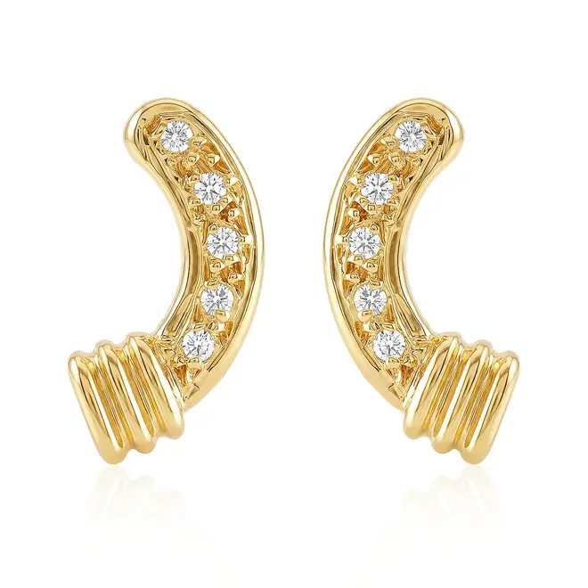 Par de Brincos de Ouro Amarelo com Diamantes totalizando 10 pts.