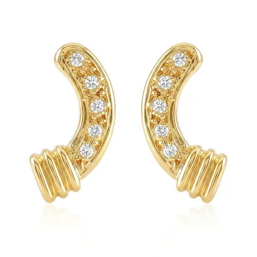Par de Brincos de Ouro Amarelo com Diamantes totalizando 10 pts.