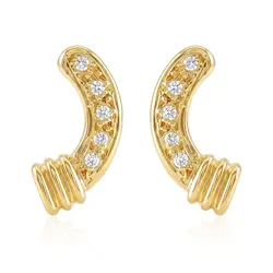 Par de Brincos de Ouro Amarelo com Diamantes totalizando 10 pts.