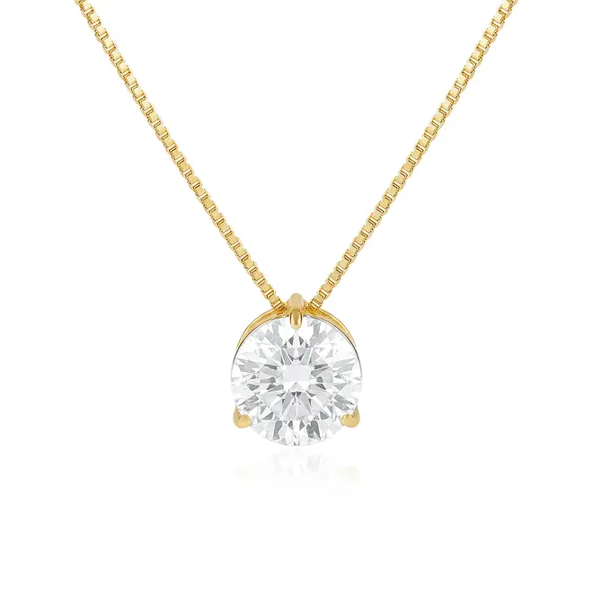 Pingente Ponto de Luz de Ouro Amarelo com Corrente e Cristal