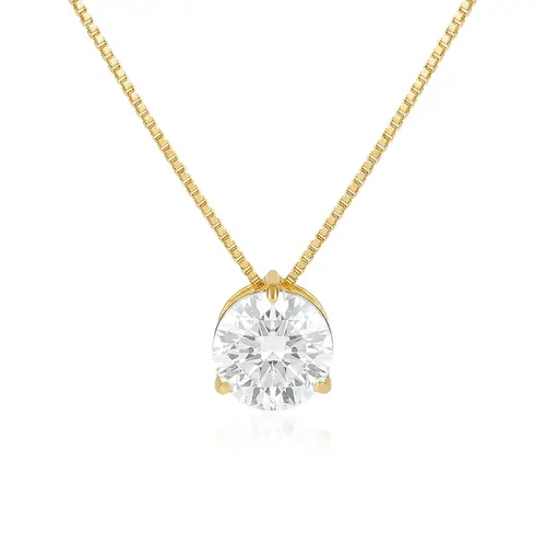 Pingente Ponto de Luz de Ouro Amarelo com Corrente e Cristal
